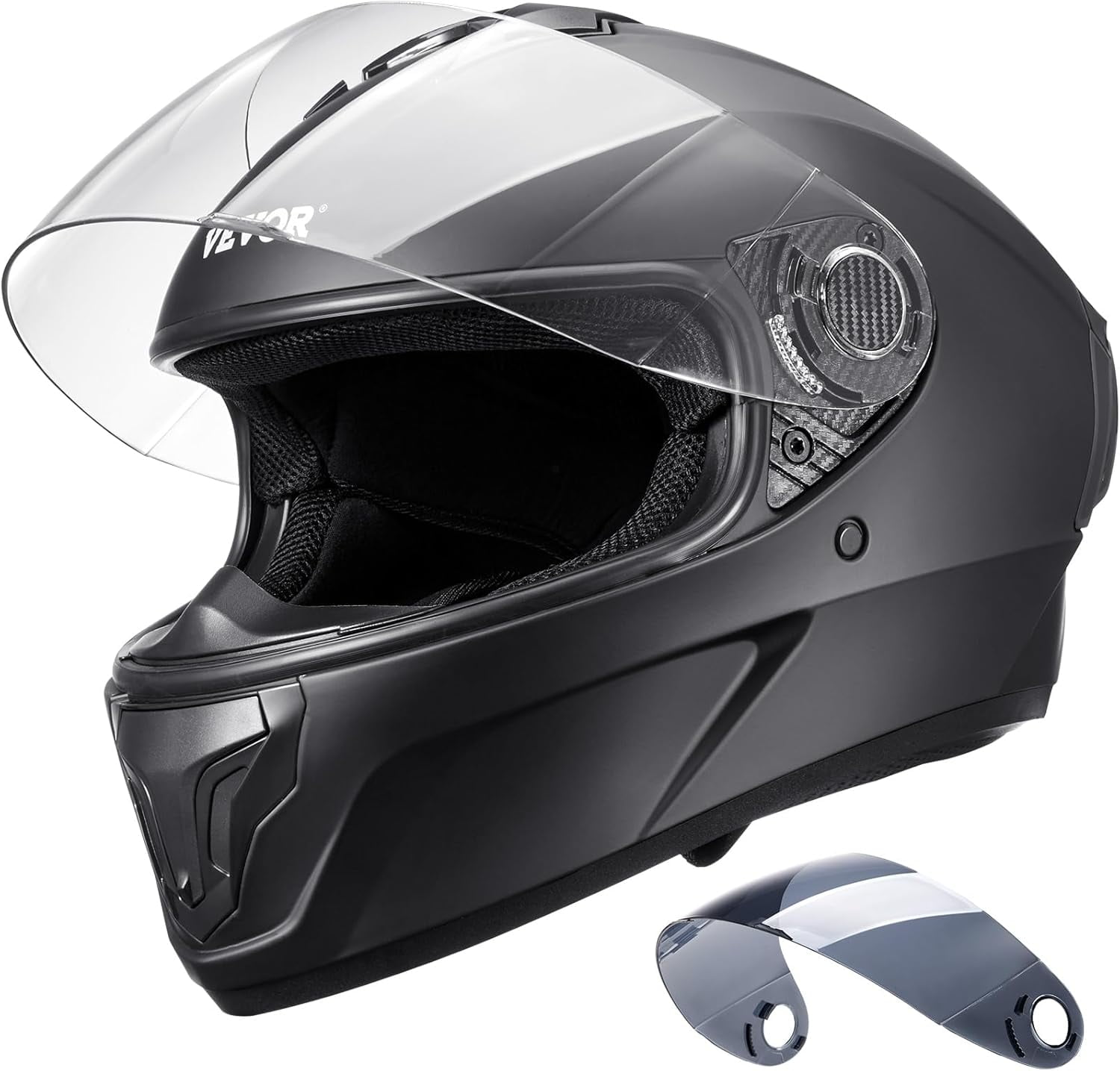 VEVOR Motorcycle Helmet DOT Approved Full Face or 3/4, Dual Visor with Slot for Your Bluetooth \u0026 Interchangeable Lens, Smart Street ABS Helmet Comfortable Motocross Helmet
