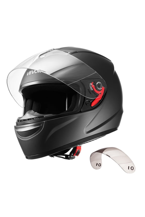 Motorcycle Helmet, Full Face, Adult Motocross Dirt Bike Helmet with Tinted and Clear Dual Visor, Motorbike Racing Street with Detachable Liner for Men & Women, DOT Approved, (Matte Black, M)