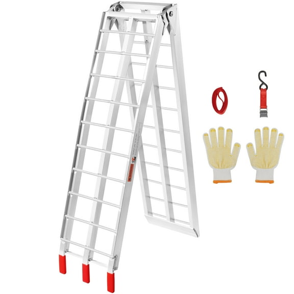 VEVOR Motorcycle Ramps, 750lbs Folding Loading Ramps for Pickup Trucks Bed, Trailers Ramp with Load Straps for Motorcycle, Dirt Bike, UTV, Lawn Mower, Truck, Snowblower,Cargo Trailer,89"L x 12"W,1Pc