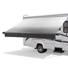 VEVOR Motorized RV Awning Complete Kit, 15.06FT Electric Retractable RV Awning with Aluminum Alloy Frame & Waterproof Fabric, Outdoor Camping Trailer Awnings Fit Most RVs (15FT Type, Gradient Black)