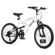 VEVOR Mountain Bike for Men and Women 20 inch Outdoor Bicycle 6 Speeds, Adult Bikes, Full Suspension, Adjustable Saddle, All-Terrain Tires, High Carbon Steel Frame, Dual Brakes, Pre-Assembled