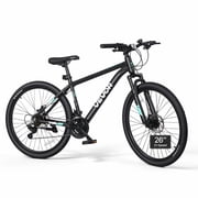 VEVOR Mountain Bike for Men and Women 26 inch Outdoor Bicycle 21 Speeds, Adult Bikes, Front Suspension, Adjustable Saddle, All-Terrain Tires, Aluminum Alloy Frame, Dual Disc Brake, Pre-Assembled