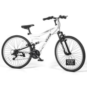 VEVOR Mountain Bike for Men and Women 27.5 in Outdoor Bicycle 18 Speeds, Adult Bikes, Full Suspension, Adjustable Saddle, All-Terrain Tires, High Carbon Steel Frame, Dual Brakes, Pre-Assembled