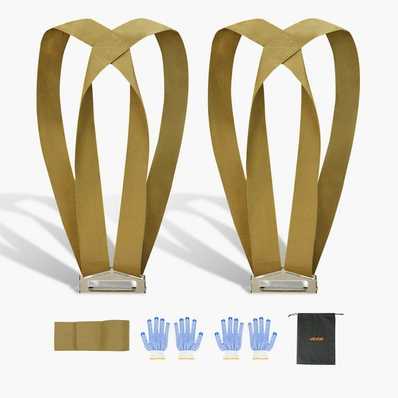 VEVOR Moving Straps, Supports up to 1000 lbs, 2-Person Lifting and Moving System with 2 Harness Straps & 1 Load-bearing Strap, Adjustable Lifting Shoulder Straps Move Furniture Appliances Mattresses