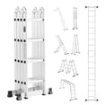 thumbnail image 1 of VEVOR Multi-Purpose Folding Ladder, 7-in-1 Tall Extension Step Ladder, A Frame 4 Step Telescoping Ladder, 15.5ft Reach Height Heavy Duty Adjustable Ladder, 330 lbs Capacity for Home Outdoor, 1 of 9