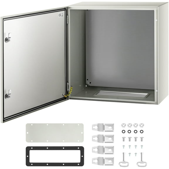 VEVOR NEMA Metal Case, 24x24x12'' NEMA 4X Metal Electric Enclosure, IP66 Water & Dust Resistant, Suitable for Both Outdoor & Indoor Use, Includes Mounting Plate