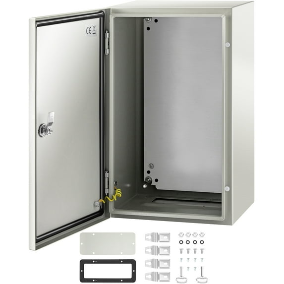 VEVOR NEMA Steel Enclosure, 20 x 12 x 10" NEMA 4X Steel Electrical Box, IP66 Waterproof & Dustproof, Outdoor/Indoor Electrical Junction Box, with Mounting Plate