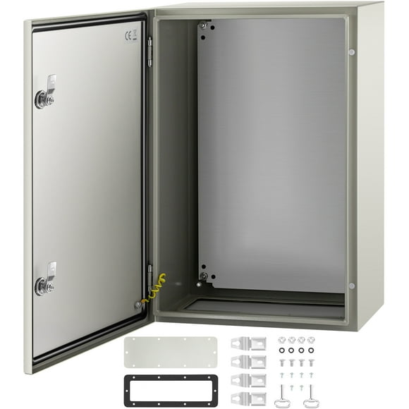 VEVOR NEMA Steel Enclosure, 24 x 16 x 10" NEMA 4X Steel Electrical Box, IP66 Waterproof & Dustproof, Outdoor/Indoor Electrical Junction Box, with Mounting Plate