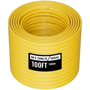 VEVOR NM-B Wire, 12AWG/2C Non-Mettalic Residential Indoor Electrical Wire with Ground, PVC Sheathed High-Purity Copper Core Cable, for Outlets, Switches, Other Loads & Lighting Wiring Project