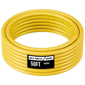 VEVOR NM-B Wire, 6AWG/3C Non-Mettalic Residential Indoor Electrical Wire with Ground, PVC Sheathed High-Purity Copper Core Cable, for Outlets, Switches, Other Loads & Lighting Wiring Projects