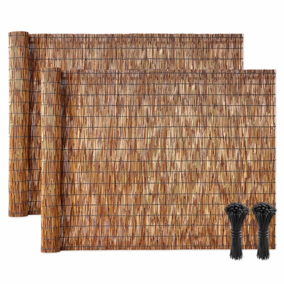 VEVOR Natural Reed Fencing, 4 ft x 16.4 ft, 2 Pack Decorative Natural Reed Fencing Roll, Decorative Fence for Divider, Privacy Screen Panel Curtain for Balcony Patio Garden Backyard Outdoor, Brown