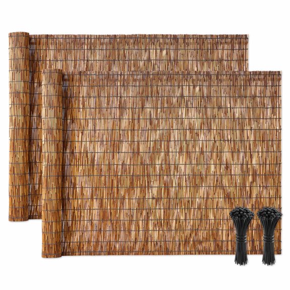 VEVOR Natural Reed Fencing, 4 ft x 16.4 ft, 2 Pack Decorative Natural Reed Fencing Roll, Decorative Fence for Divider, Privacy Screen Panel Curtain for Balcony Patio Garden Backyard Outdoor, Brown