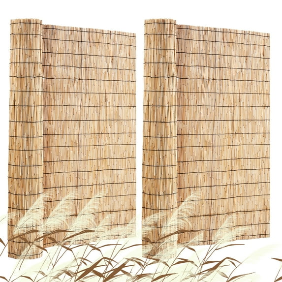 VEVOR Natural Reed Fencing, 4 ft x 16.4 ft, 2 Pack Reed Screen Curtain Balcony Reed Fence Roll for Outdoor Backyard Patio, Decorative Fence for Backyard Garden Fencing Divider