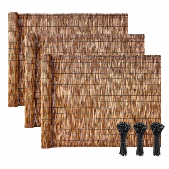 VEVOR Natural Reed Fencing, 4 ft x 16.4 ft, 3 Pack Decorative Natural Reed Fencing Roll, Decorative Fence for Backyard Divider, Privacy Screen Panel Curtain for Balcony Patio Garden Backyard Outdoor