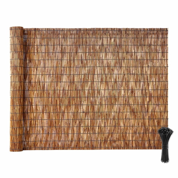 VEVOR Natural Reed Fencing, 4 ft x 16.4 ft, Decorative Natural Reed Fencing Roll, Decorative Fence for Backyard Divider, Privacy Screen Panel Curtain for Balcony Patio Garden Backyard Outdoor, Brown