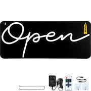 VEVOR Neon Sign, Open 22" x 9", Adjustable Brightness White Neon Lights Signs with Remote Control and Power Adapter, Portable & Energy Efficient Used for Commercial, Restaurant, Bar, Salon