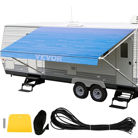 VEVOR Ocean Blue Fade, 15' 2-3" x 16' 15oz Vinyl, RV Awnings Sunshine & Water Proof