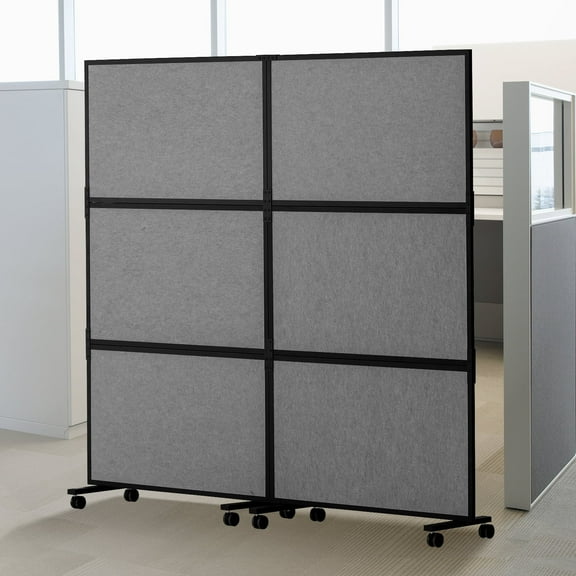 VEVOR Office Divider, 2 Panel Office Partition, Freestanding Office Divider Wall Partition & Privacy Divider Reduce Noise and Room Separation, Dark Grey