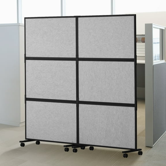 VEVOR Office Divider, 2 Panel Office Partition, Freestanding Office Divider Wall Partition & Privacy Divider Reduce Noise and Room Separation, Light Grey