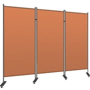 VEVOR Office Partition 90" W x 14" D x 71" H Room Divider Wall 3-Panel Folding Portable, with Non-See-Through Fabric Room Partition Orange for Room Office Restaurant
