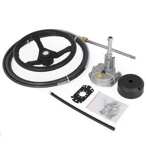 VEVOR Outboard Steering System 10' Boat Steering Cable 10 Feet Marine Steering System 3/4'' Shaft with 13.5 Inch Wheel for Yachts and Waterborne Vehicles