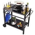thumbnail image 1 of VEVOR Outdoor Grill Dining Cart with Double-Shelf, BBQ Movable Food Prep Table, Multifunctional Iron Table Top, Portable Modular Carts for Pizza Oven, Worktable with 2 Wheels, Carry Handle, Black, 1 of 9