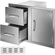VEVOR Outdoor Kitchen Drawer 32.5"x 21.6"x 20.5", Double Drawers,BBQ Island Drawers with Stainless Steel Handles for Outdoor Kitchen