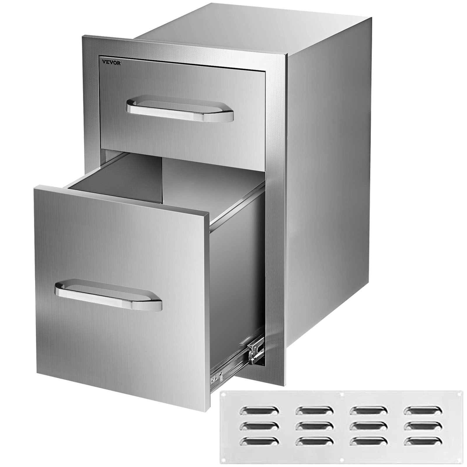 VEVOR Outdoor Kitchen Drawers 13"Wx20.5"Hx21"D, Flush Mount Double Access BBQ Drawers with Stainless Steel Handle, BBQ Island Drawers for Outdoor Kitchens or BBQ Island Patio Grill Station - image 1 of 10