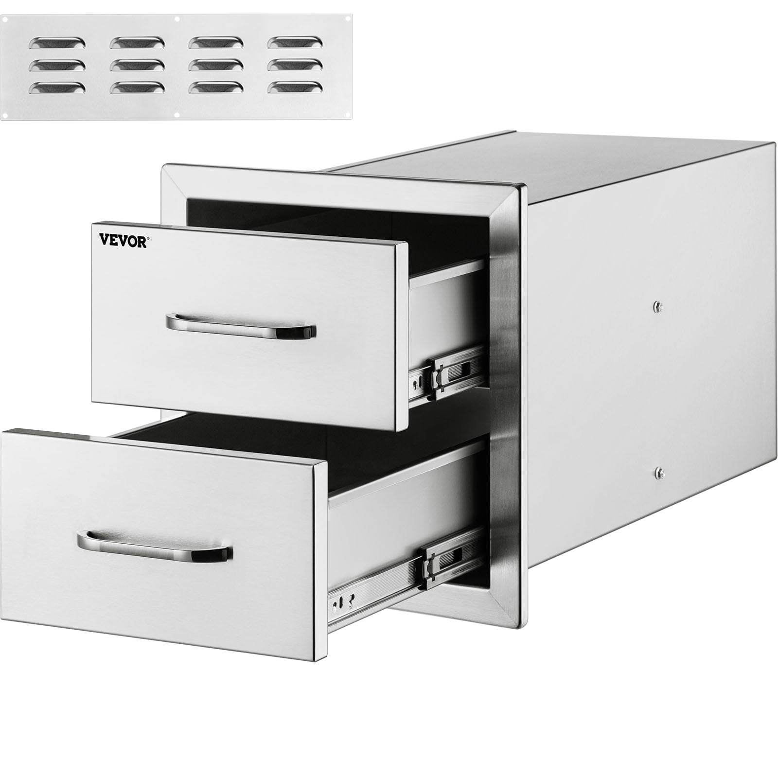 18'' Stainless Steel Double Access Outdoor Kitchen Drawers