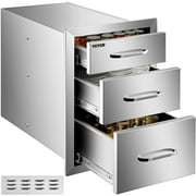 VEVOR Outdoor Kitchen Drawers Flush Mount Triple Access BBQ Drawers Stainless Steel with Handle 14W x 20.3H x 23D Inch