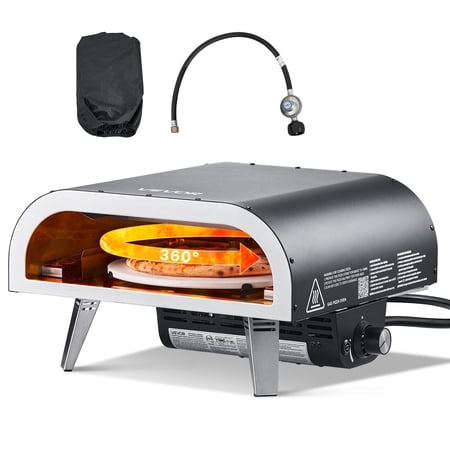 VEVOR Outdoor Pizza Oven, 12 in Propane Gas Pizza Maker, Portable Pizza-Cooker with Electric Rotation, Thickened Pizza-Stone, Carry Bag, Propane Pizza-Oven for Outside Backyard Patio Camping, Black