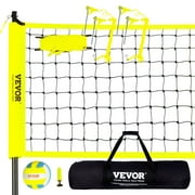 VEVOR Outdoor Portable Volleyball Net System, Adjustable Height Steel Poles, Professional Volleyball Set with PVC Volleyball, Pump, Carrying Bag, Heavy Duty Volleyball Net for Backyard, Beach, Lawn