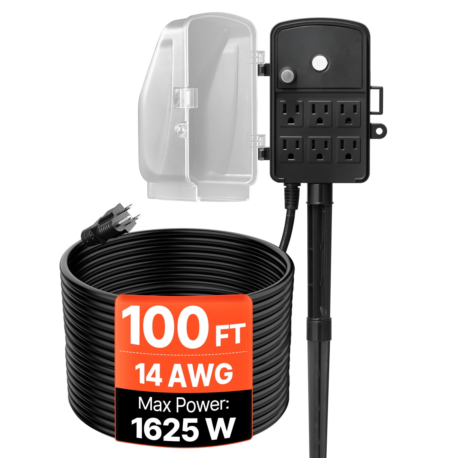 VEVOR Outdoor Power Stake, 100 FT Extension Cord, Outdoor Power