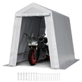 thumbnail image 1 of VEVOR Outdoor Storage Shed, 6 x 8 ft Portable Storage Tent with 2 Roll-up Doors & Vents, Waterproof Canopy Shed Shelter, Heavy Duty Frame, Patio Garage Carport for Motorcycle, Lawn Mower, Bike, Grey, 1 of 9