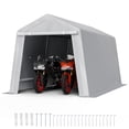thumbnail image 1 of VEVOR Outdoor Storage Shed, 8 x 14 ft Portable Storage Tent with Roll-up Door & Vents, Waterproof Canopy Shed Shelter, Heavy Duty Frame, Patio Garage Carport for Motorcycle, Lawn Mower, Bike, Grey, 1 of 9