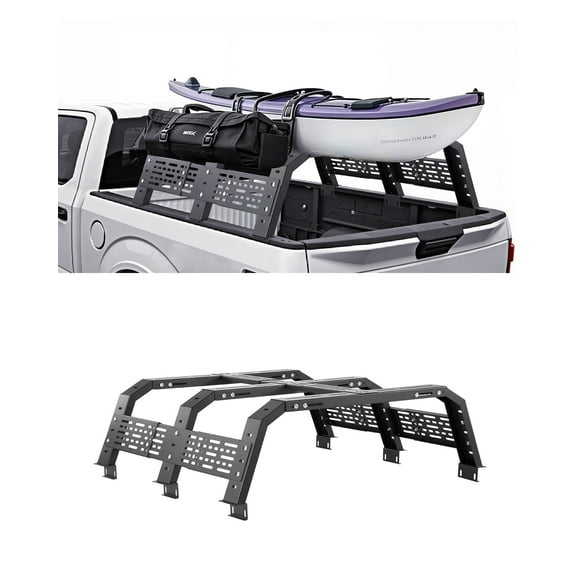 VEVOR Overland Truck Bed Rack, 49.2-67.9 in Width, Adjustable Overland Bed Cargo Rack with Sidebar, 900 lbs Static Capacity, Heavy Duty Steel, for Mid-Size Trucks, Compatible with Tacoma