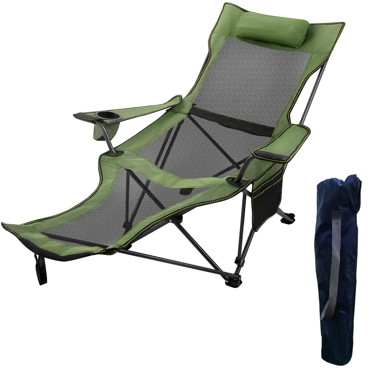 VEVOR Oversized Camp Chair with Footrest & Storage Bag, Adult Chair ...