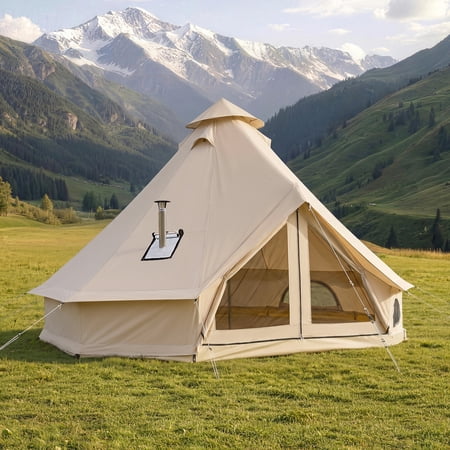 VEVOR Oxford Bell Tent, 4 Seasons 13.12 ft Yurt Tent for Camping with Stove Jack, Waterproof Breathable Holds up to 4 People with Zipped Detachable Floor,Family Camping Glamping Outdoor Hunting Party