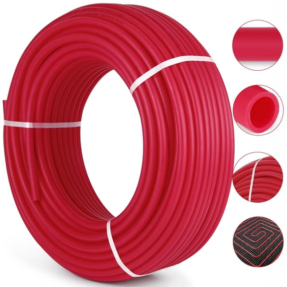 VEVOR Oxygen Barrier PEX Tubing - 1/2 Inch X 500 Feet Tube Coil - EVOH PEX-B Pipe for Residential Commercial Radiant Floor Heating Pex Pipe (1/2" O2-Barrier, 500Ft/Red)