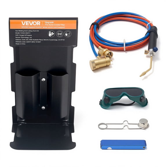 VEVOR Oxygen Propane Torch Kit, Brass Welding Torch for Oxygen MAPP Gas with Dual Pressure Gauges, Portable Oxy-Propane MAPP Brazing Tool Kit with Cylinder Rack for Welding, Soldering, Metal Heating