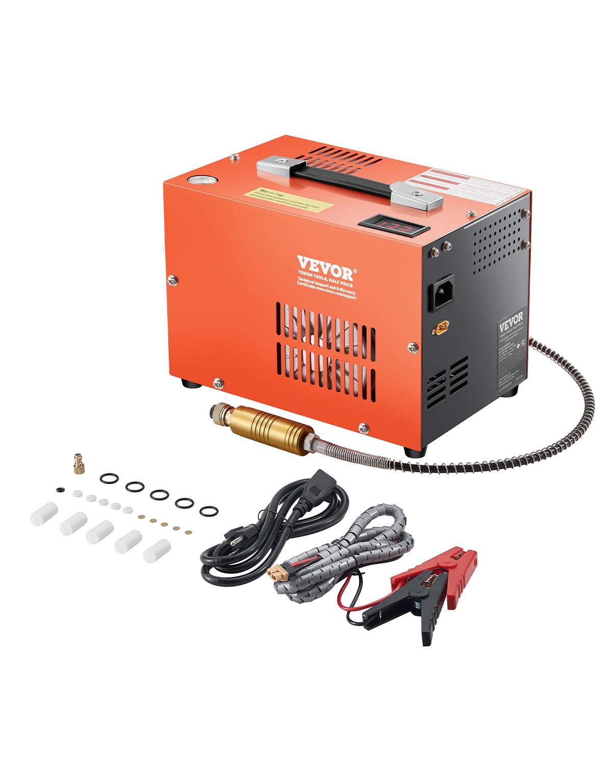 VEVOR PCP Air Compressor, 4500PSI/30Mpa Portable PCP Airgun Compressor with Built-in Converter & Fan Cooling System, DC12V/AC120V Manual-Stop Air Rifle, Paintball and Scuba Tank Compressor Pump