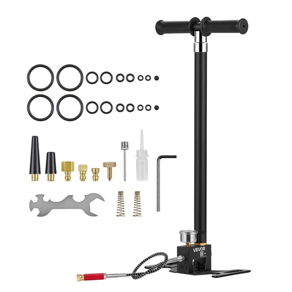 VEVOR PCP Hand Pump, 4 Stage, High Pressure Air Rifle Filling Stirrup Pump, Max 40 MPa 5800 PSI, with Oil-Moisture Filter, Pressure Gauge, Stainless Steel Body, for Airguns Paintball Tire Filling