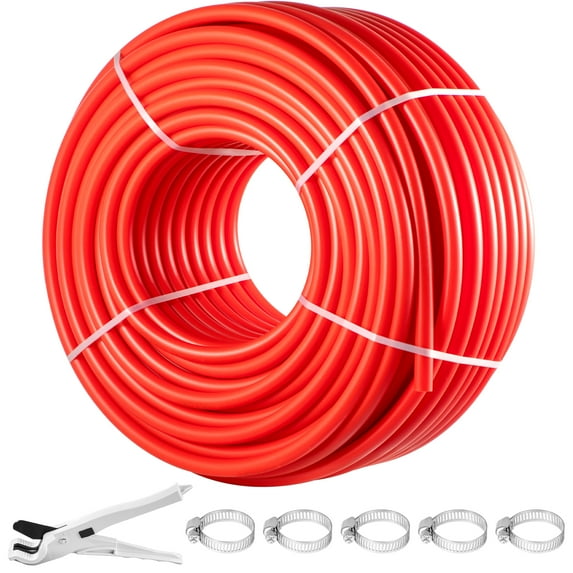 VEVOR PEX Pipe, 7/8 inch x 500 FT PEX Tubing, Non Oxygen Barrier Red PEX-B Pipe, Flexible PEX Water Line for RV Sewer Hose, Plumbing, Radiant Heating