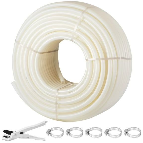 VEVOR PEX Tubing, 1 inch x 500 ft PEX Pipe, Non Oxygen Barrier PEX-B Pipe White, Flexible PEX Water Line for Plumbing, RV Sewer Hose, Radiant Cooling