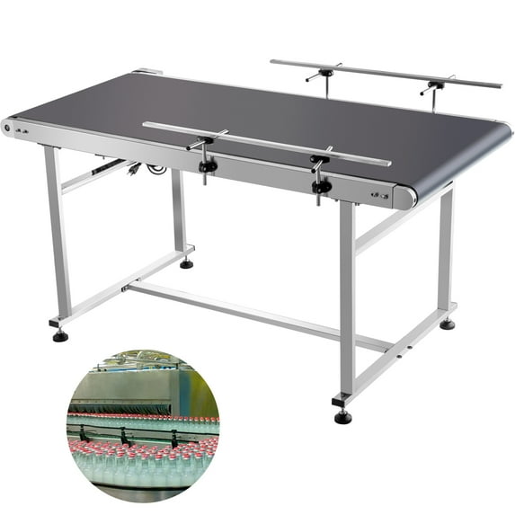 VEVOR PVC Two-Way Belt Conveyor, 59×23.6 inch Motorized Conveyor Industrial Transport Conveyor, w/Double Guardrails Anti-Static Adjustable Conveyor Table Electric Handling