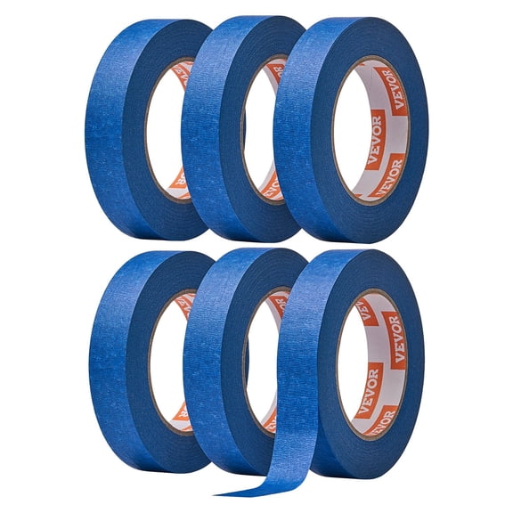 VEVOR Painters Tape, 1 Inch Wide (0.94 In x 60 Yds), 6 Rolls, Blue Painter Tape for Painting, Edge, Trim, Ceiling, Masking Tape Protects Surfaces and Removes Easily, DIY Craft Art, Labeling Decoratio