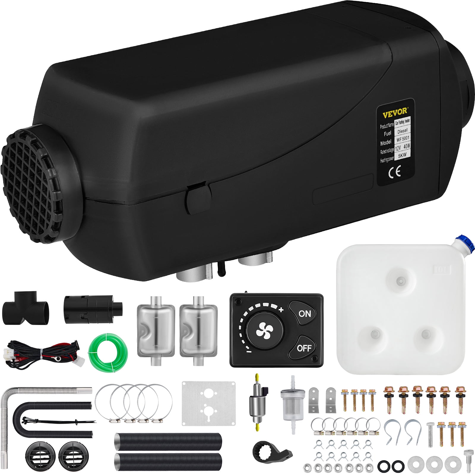 VEVOR Parking Heater 5KW 12V Diesel Air Heater with 2 Silencers 12V Warm