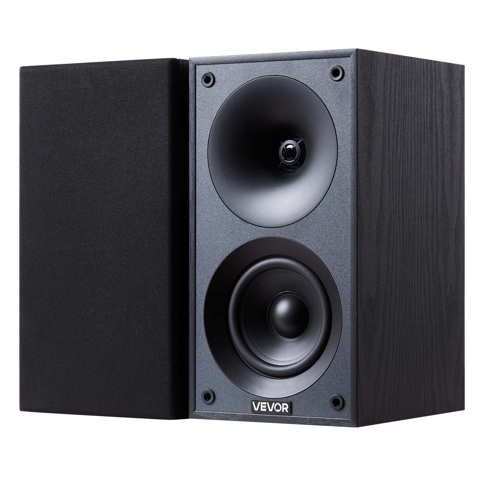 VEVOR Passive Bookshelf Speaker, 300W, Book Shelf Stereo Speakers with 4-Inch Woofer and 1-Inch Tweeter, Detachable Grille, 70Hz-20KHz Frequency Response, Wooden Enclosure, for Home Theater (1 Pair)