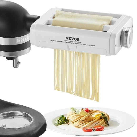 VEVOR Pasta Attachment for KitchenAid Stand Mixer, 3-IN-1 Stainless Steel Pasta Roller Cutter Set Including Pasta Sheet Roller, Spaghetti and Fettuccine Cutter,8 Adjustable Thickness Knob Pasta Maker