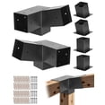 thumbnail image 1 of VEVOR Pergola Kit, 4x4 inch 3-Way Slanted Brackets for 3.5x3.5 inch Wood Beams in Actual Size, 2-pack Pergola Brackets with 2 Post Bases and 2 Wall Mount Bases, for Outdoor Pergolas, Gazebos, Sheds, 1 of 9